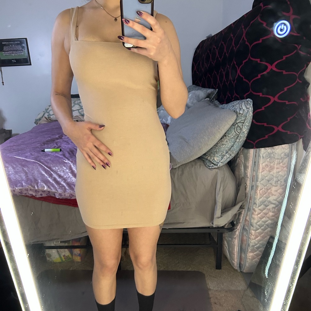 Chic Beige Mini Dress